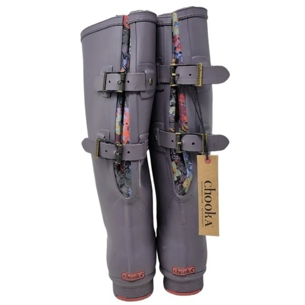 NWOB Chooka's Versa‎ Prima Wide Calf Mulberry Rainboots 6